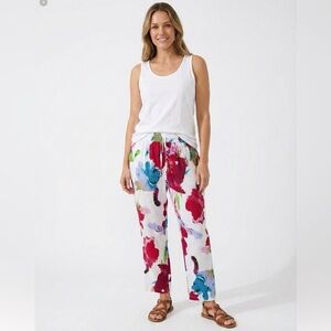 ANMOL 100% Cotton MADE IN INDIA Stretch Waist Floral Straight Leg Pants 18 NWT